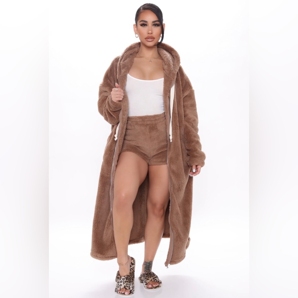 Fashion nova long fuzzy jacket